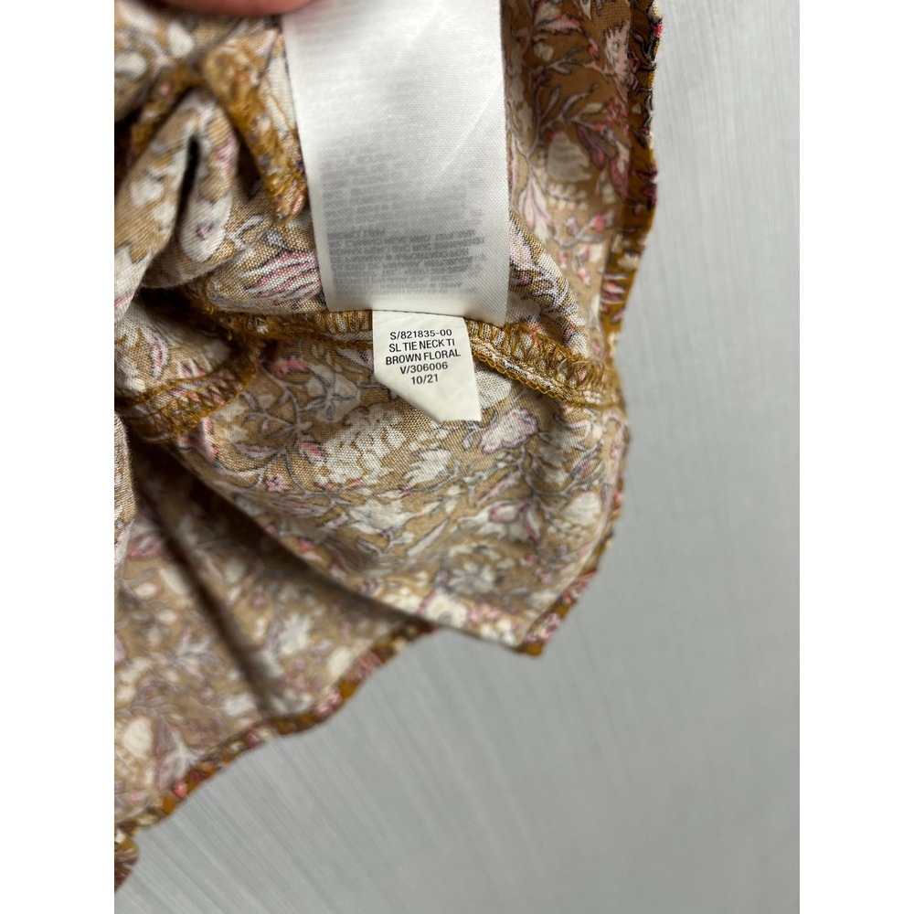 Boho Peplum Cami Women XS Old Navy Brown Ditsy Floral Tie Neck Cottagecore - Picture 7 of 9